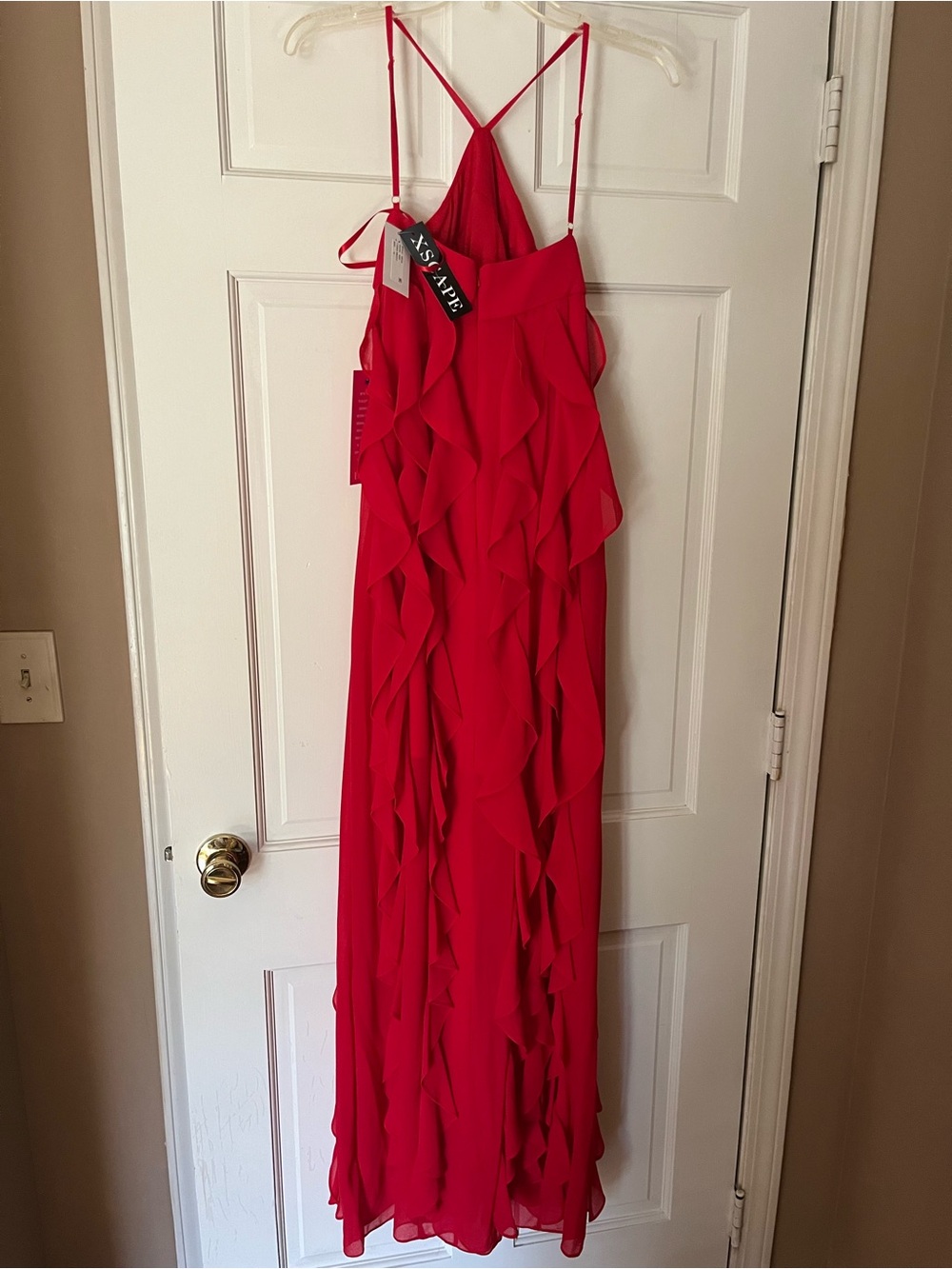 Xscape chiffon halter neck, ruffle twist maxi dress - Picture 6 of 11